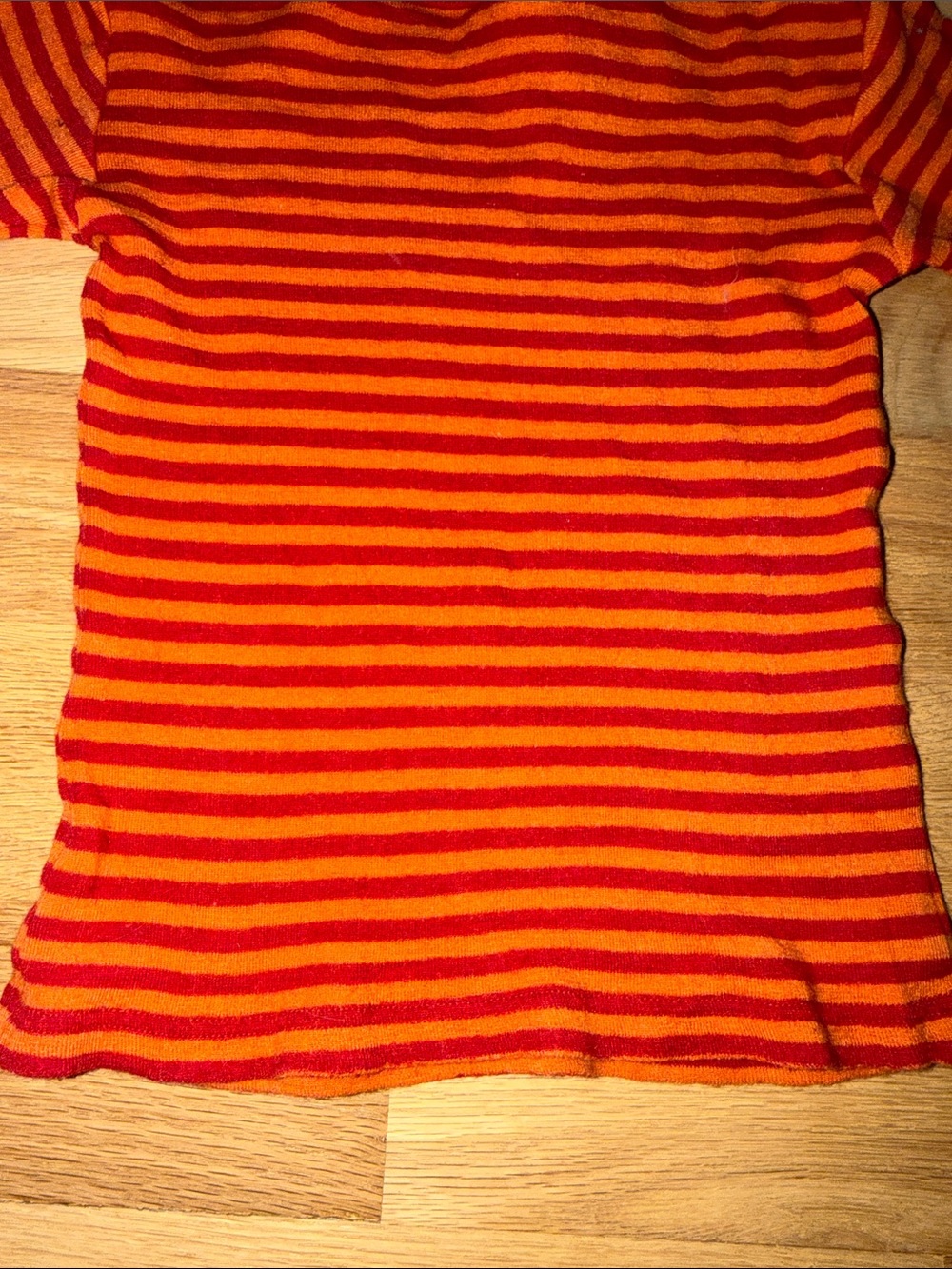 Engel German red/orange wool/silk crewneck cream short-sleeve top sz EUR 128 - Picture 9 of 9